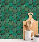 Green Peel and Stick Backsplash Tiles